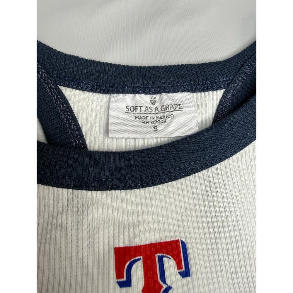 Texas Rangers Women’s Ribbed Racerback Tank Top White Blue Size Small - Picture 2 of 6